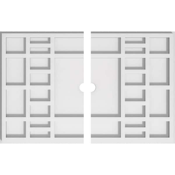 Ekena Millwork 18 in. x 12 in. x 1 in. Beaux Architectural Grade PVC Contemporary Ceiling Medallion (2-Piece)