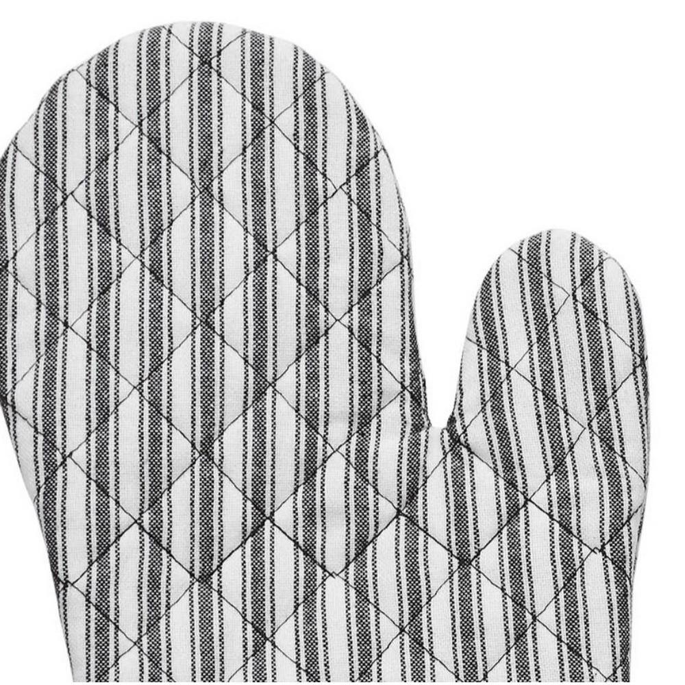 Sawyer Mill Black Striped Cotton Oven Mitt Set