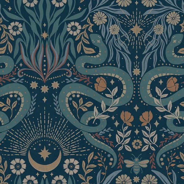 Mystic Serpent Navy Peel and Stick Wallpaper