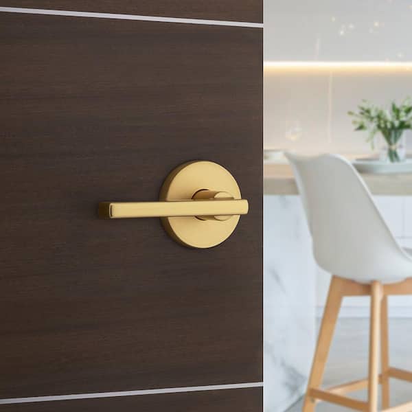 Halifax Satin Brass Round Hall Closet Door Handle Featuring Microban Antimicrobial Protection