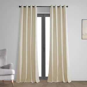 Natural Light Beige Cross Linen Weave Grommet Blackout Curtain - 50 in. W x 108 in. L (1 Panel)
