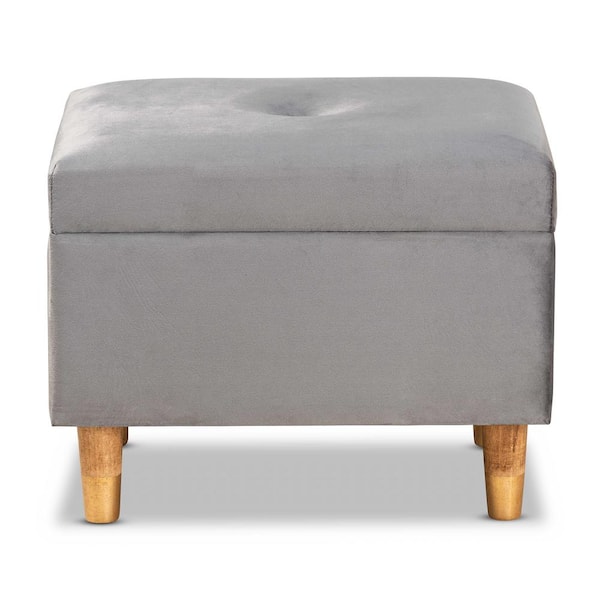 Baxton Studio Elias Grey and Oak Storage Ottoman