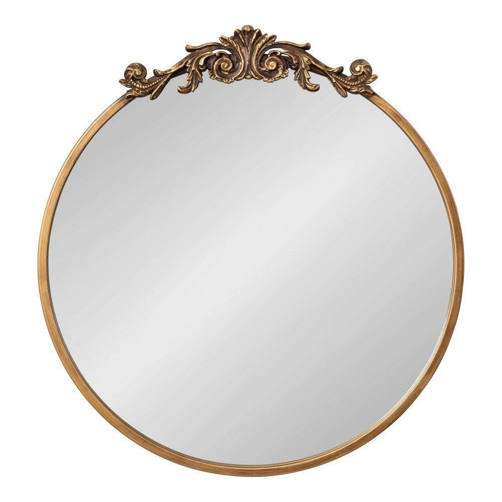 Arendahl 24" Round Gold Ornate Metal Vanity Mirror