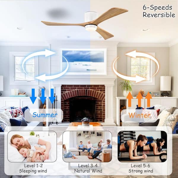 Shinevoy 52 in. Indoor Wood Ceiling Fan with Lights Remote Control