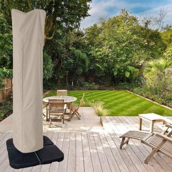 OGETFUUR Taupe Patio Umbrella Cover for 9 ft. to 13 ft. Offset Umbrella with Zipper and Rod, Parasol Outdoor Umbrellas Cover OGETFUUR Taupe Patio Umbrella Cover for 9 ft. to 13 ft. Offset Umbrella with Zipper and Rod, Parasol Outdoor Umbrellas Cover