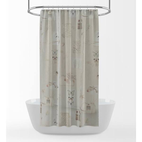 Dragonfly 70 in. x 72 in. Tan, Natural and Brown 100% Cotton Shower Curtain, Curtain Hooks and Bath Rug Set Dragonfly 70 in. x 72 in. Tan, Natural and Brown 100% Cotton Shower Curtain, Curtain Hooks and Bath Rug Set
