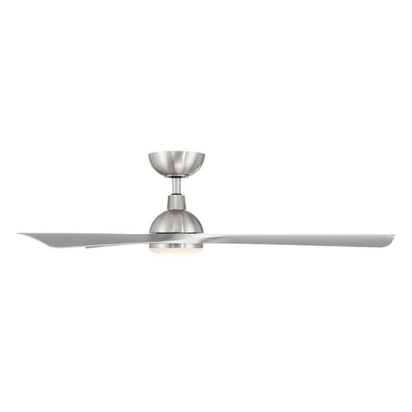 Gage 52 in. Indoor/Outdoor Brushed Nickel/Silver 3-Blade Smart Ceiling Fan Selectable CCT Integrated LED and Remote