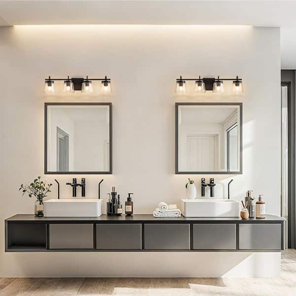Pacific Core 30.9 in. 4-Light Matte Black Vanity Light Dimmable 3
