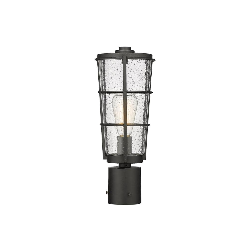 Helix 1 Light Black 15 25 In Aluminum Hardwired Outdoor Weather   Black Post Lanterns 591phm Bk 64 1000 