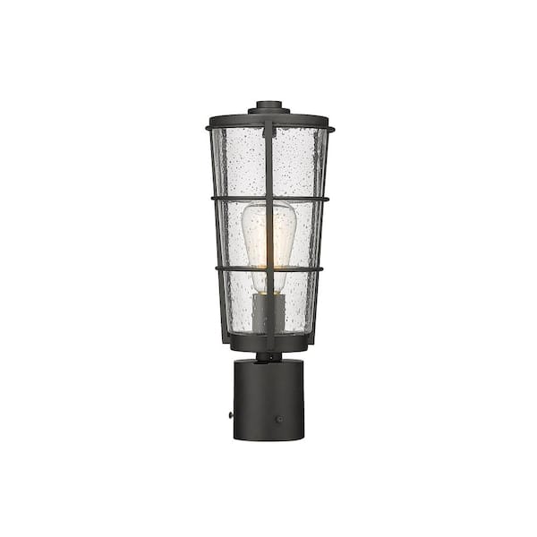 Unbranded Helix 1-Light Black 15.25 in. Aluminum Hardwired Outdoor Weather Resistant Post Light Round Fitter with No Bulb Included