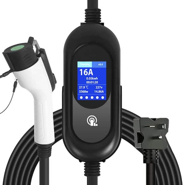 16.4ft 110-240-Volt EV Charging Station Portable Level 1 Level 2 Charger NEMA 5-15 6-20 Plug J1772 Compatible