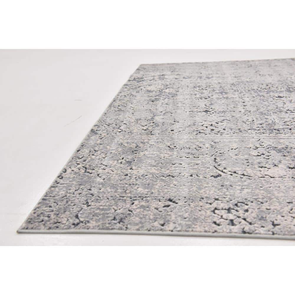 Gray Square Stain-Resistant Synthetic Indoor Rug