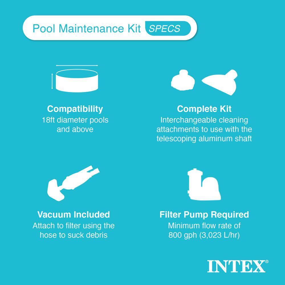 Deluxe Pool Cleaning Kit with Telescoping Aluminum Shaft and Attachments