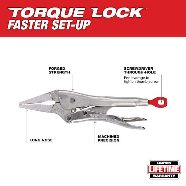Milwaukee 4 in. L Nose Locking Pliers 48-22-3504 - The Home Depot