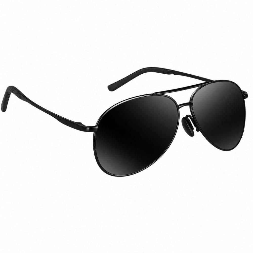 Wudkey Classic Aviator Polarized Sunglasses, UV400 Protection, Lightweight Alloy Metal Frame, Black, Unisex for Driving Fishing