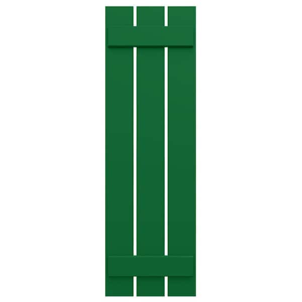 17 1/8 in. W x 65 in. H EnduraCore Composite 3-Board Spaced Board-n-Batten Shutters, Viridian Green (Pair-No Hardware)