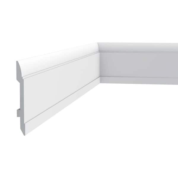5/8 in. D x 5-7/8 in. W x 78-3/4 in. L Primed White High Impact Polystyrene Baseboard Moulding (17-Pack)
