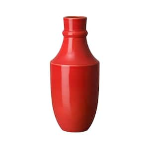 18 in. Bella Decanter Coral Red Ceramic Vase