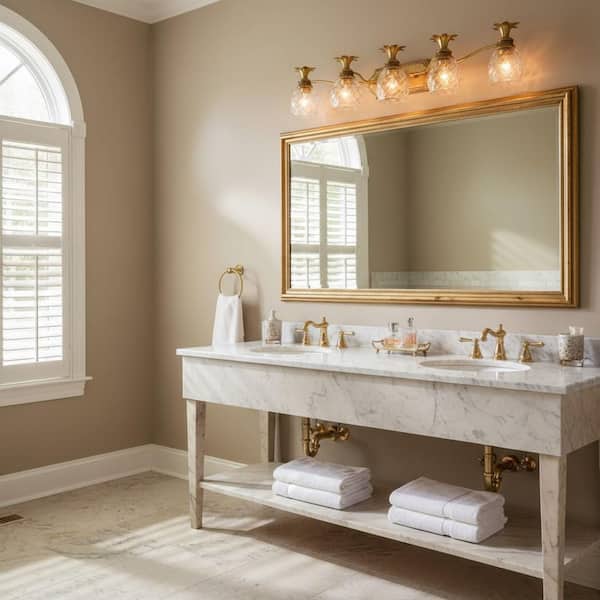 HINKLEY Plantation 37 in. 5 Light Burnished Brass Vanity Light