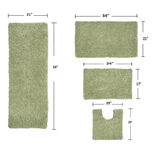 Lavish Home Set Of 2 Washable Bathroom Mats, Green : Target