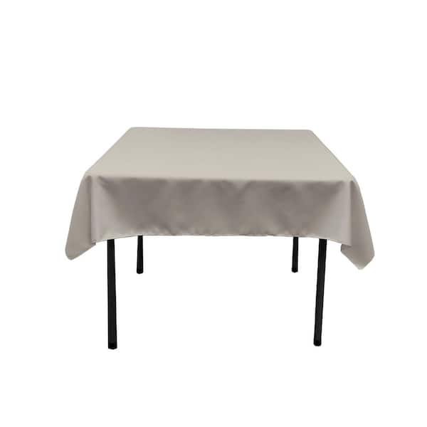 LA Linen 58 in. x 58 in. Light Gray Polyester Poplin Square Tablecloth