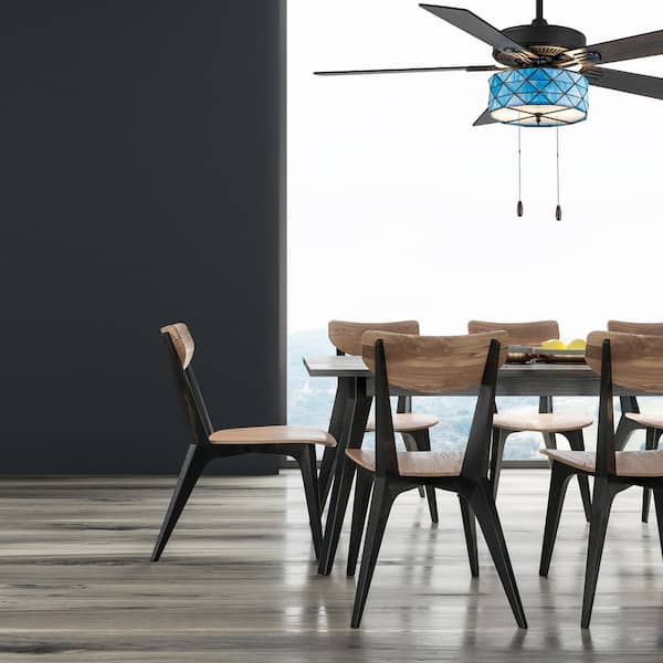 Esme 52 in. 2-Light Indoor Oil Rubbed Bronze Tiffany Stained Glass Ceiling Fan with Light Kit