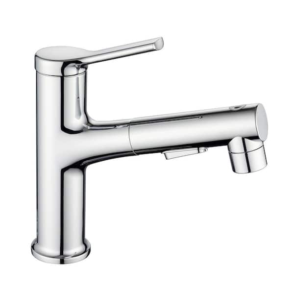 Single Handle Single Hole Bathroom Faucet with Supply Line Included in Chrome