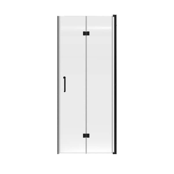32 in. W x 72 in. H Bi-Fold Frameless Shower Door in Matte Black with Clear Glass