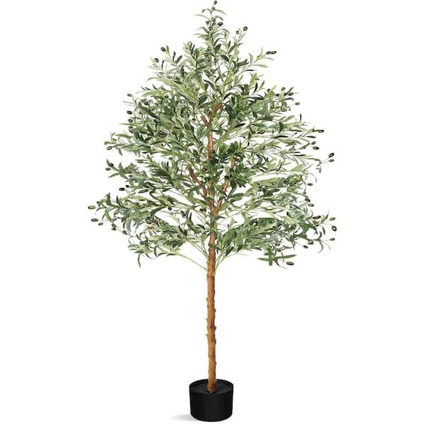 7 ft. Artificial Olive Tree Faux Olive Tree Home Decor Fake Tree with Fruits and Leaves