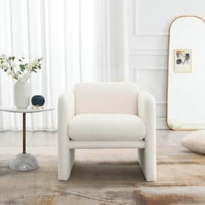 White Plywood Arm Chair with Waved Arms for Primary Living Space