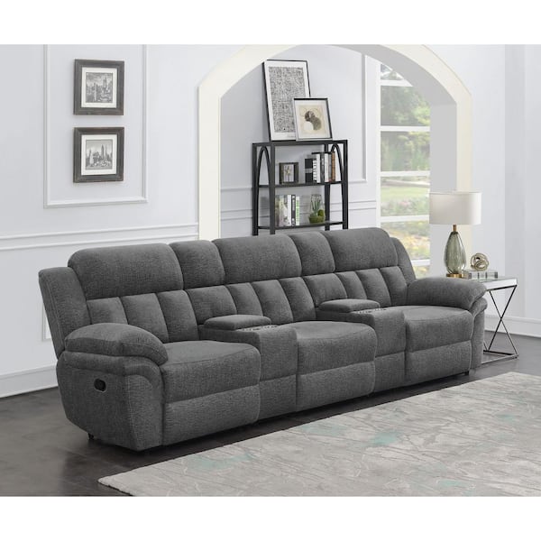 Bahrain 126.25 in. W Pillow Top Arm 5-Piece Fabric Sectional Sofa in Charcoal