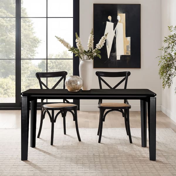 Black Wood 59 in. W 4 Legs Rectangle Dining Table (Seats 6)