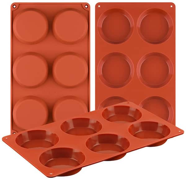 3 Pack Silicone Saute Pan 3 Inch Diameter 6-Egg Nonstick Bakeware Oven Microwave Dishwasher Safe with Lid