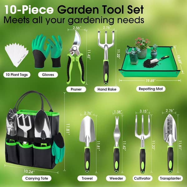 Misopily 10-Piece Garden Tool Set Heavy Duty Rust-Resistant