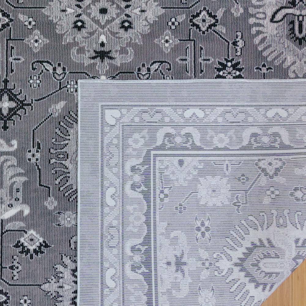 Gray Synthetic Stain-Resistant Oriental Runner Rug 2'6" x 8'