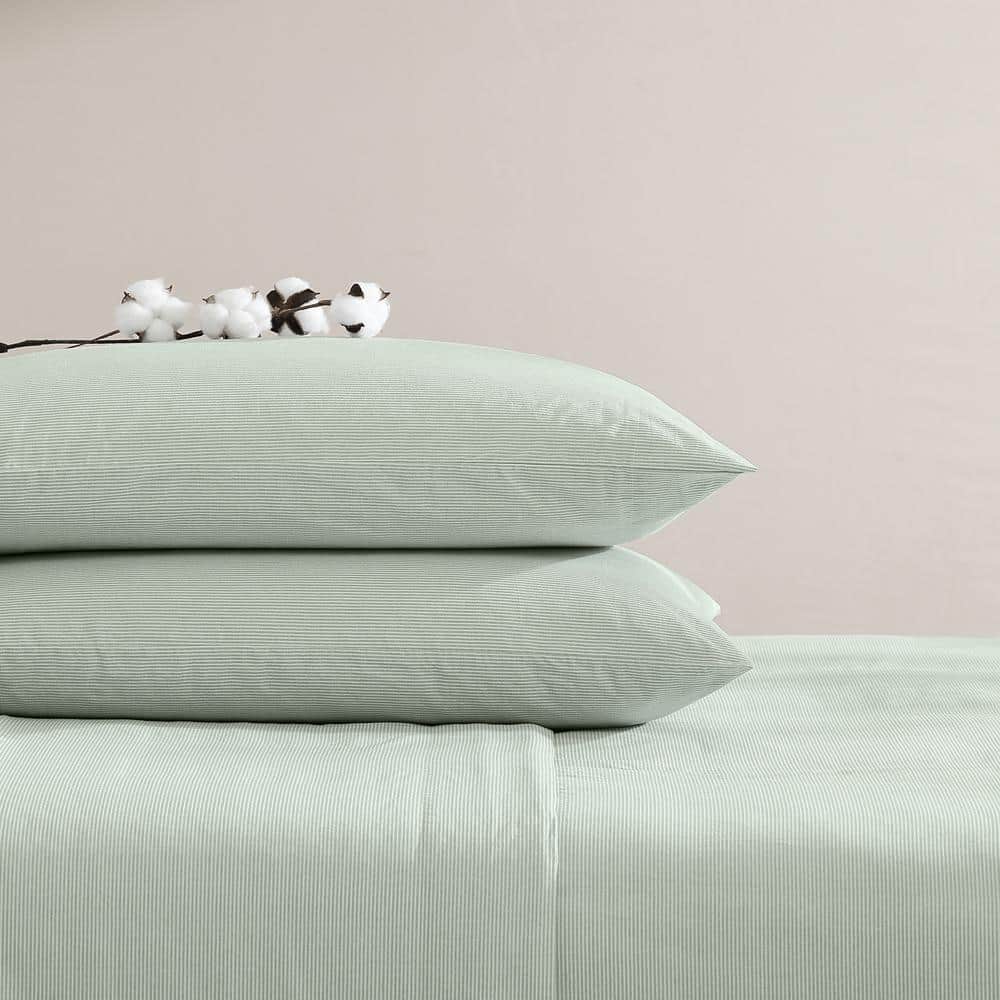 Spring Green Cotton Percale King Sheet Set with Deep Pockets