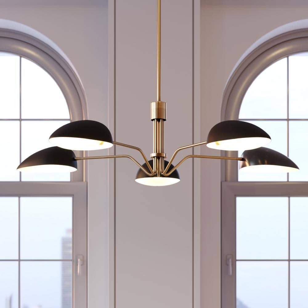 Midnight Black Steel 5-Light Sputnik Chandelier