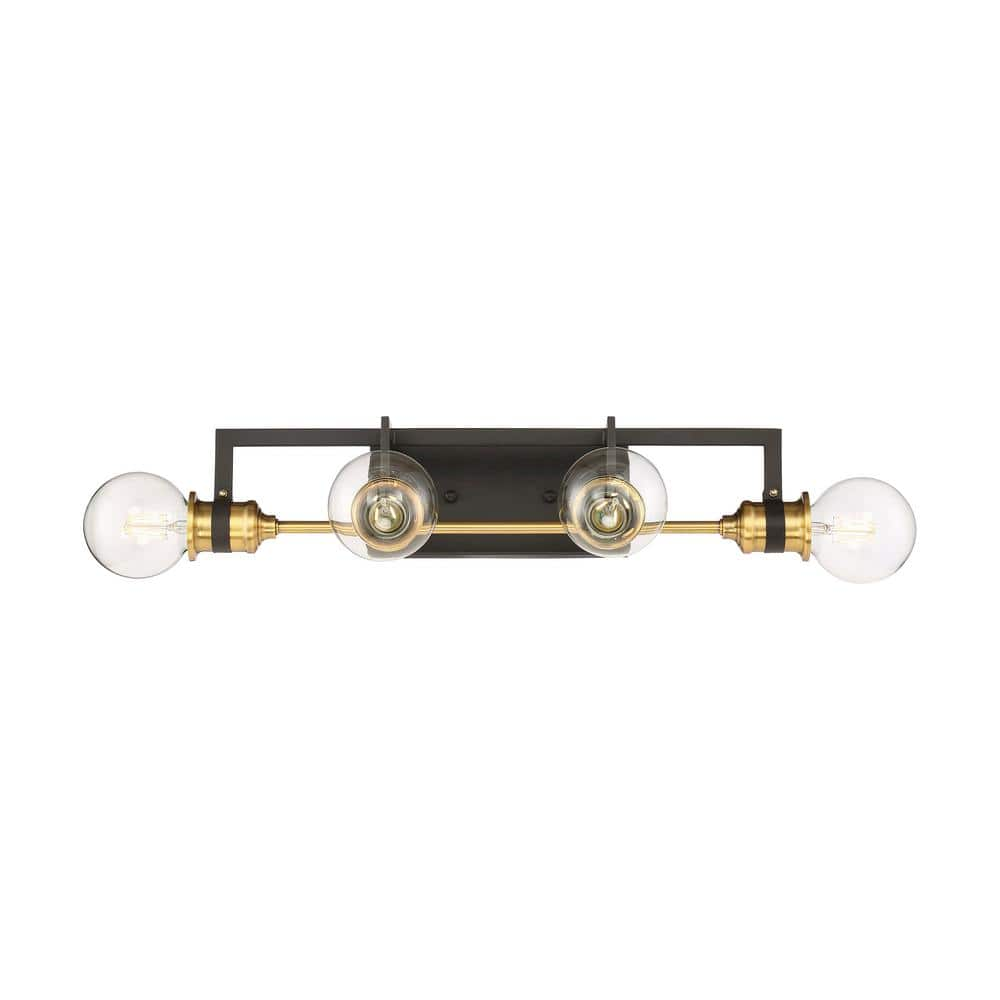 SATCO Intention 21.75 In. 4-Light Warm Brass/Black Vanity Light With No ...