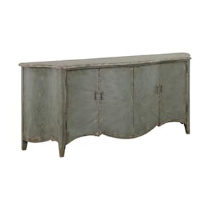 Aged Everly Laurel Green Wood Top 80 in. Sideboard with Four Doors