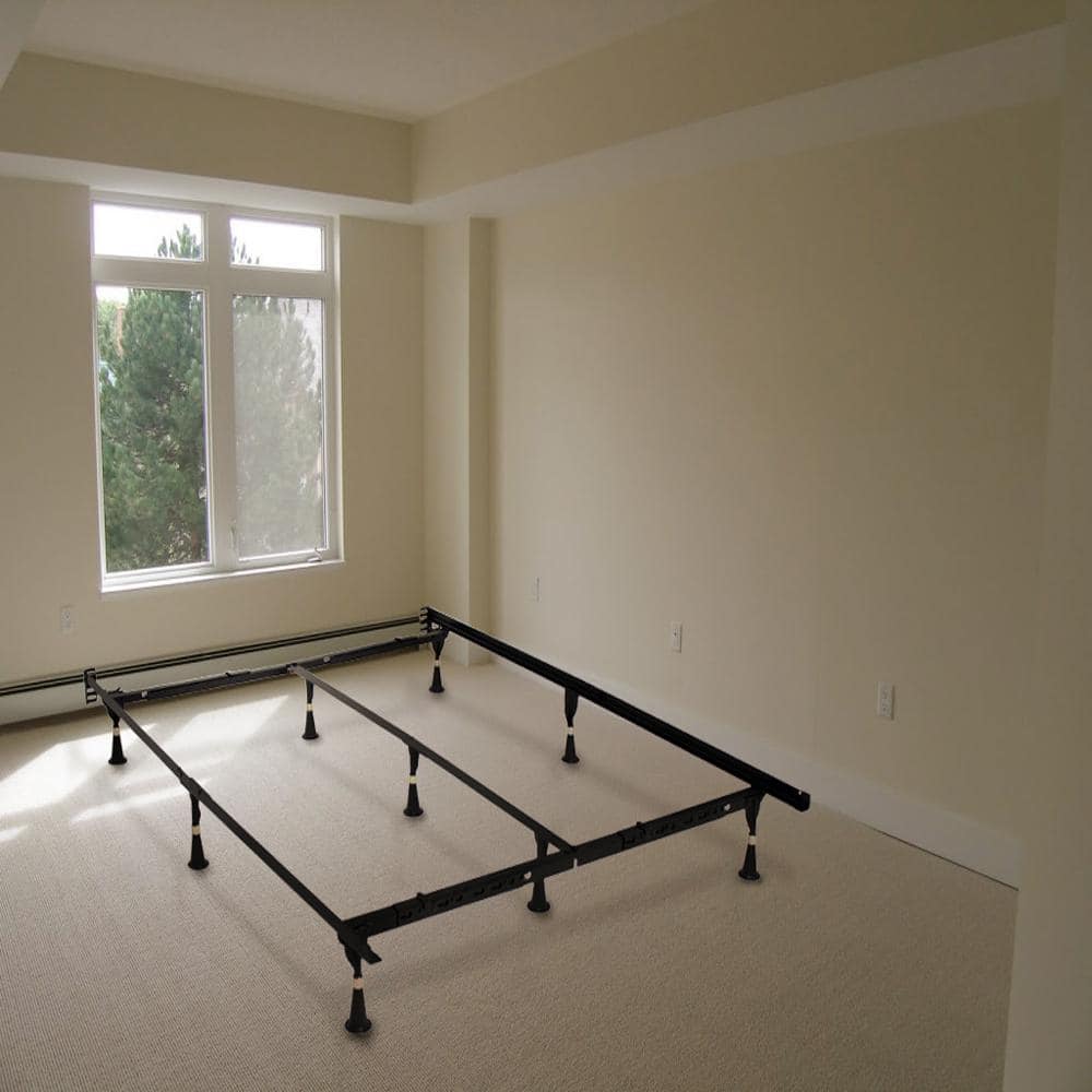 King Black Metal Frame Box-Spring Bed Base