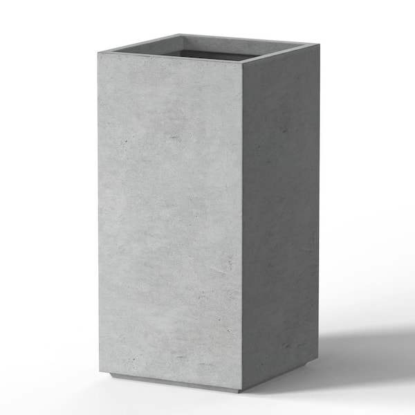 14 in. Large Natural Gray Concrete Rectangular Planter / Pot with Drainage Holes
