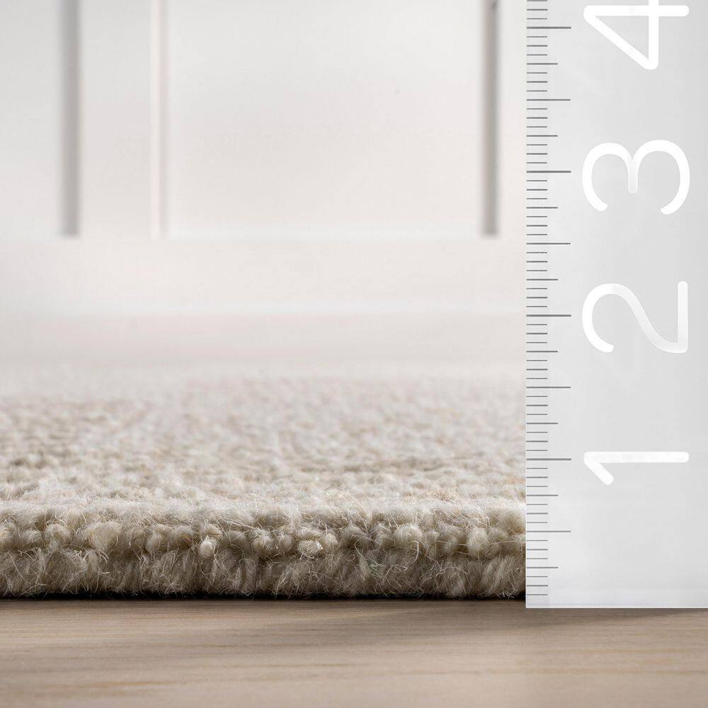 Ivory and Beige Wool Handmade Tufted Rectangular Area Rug