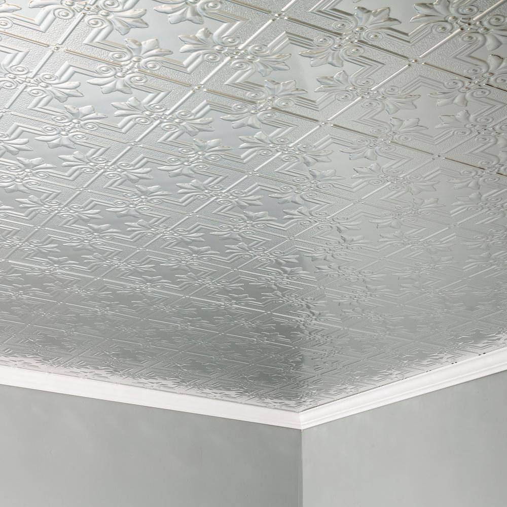 Brushed Aluminum Decorative Vinyl Glue-Up Ceiling Tiles
