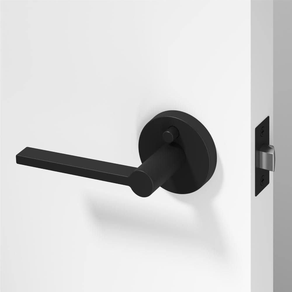 Muse Metal Matte Black Privacy Bed/Bath Flat Door Handle with Push Button and Round Rosette price history on PriceWatchPro