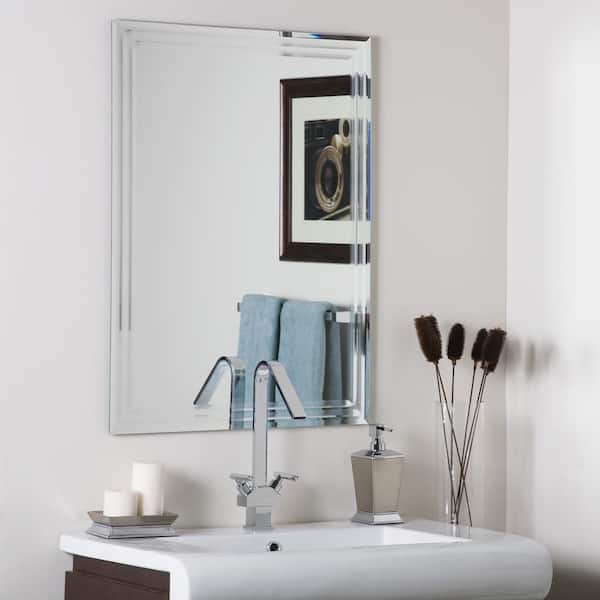Decor Wonderland 24 in. W x 32 in. H Frameless Rectangular Beveled Edge Bathroom Vanity Mirror in Silver