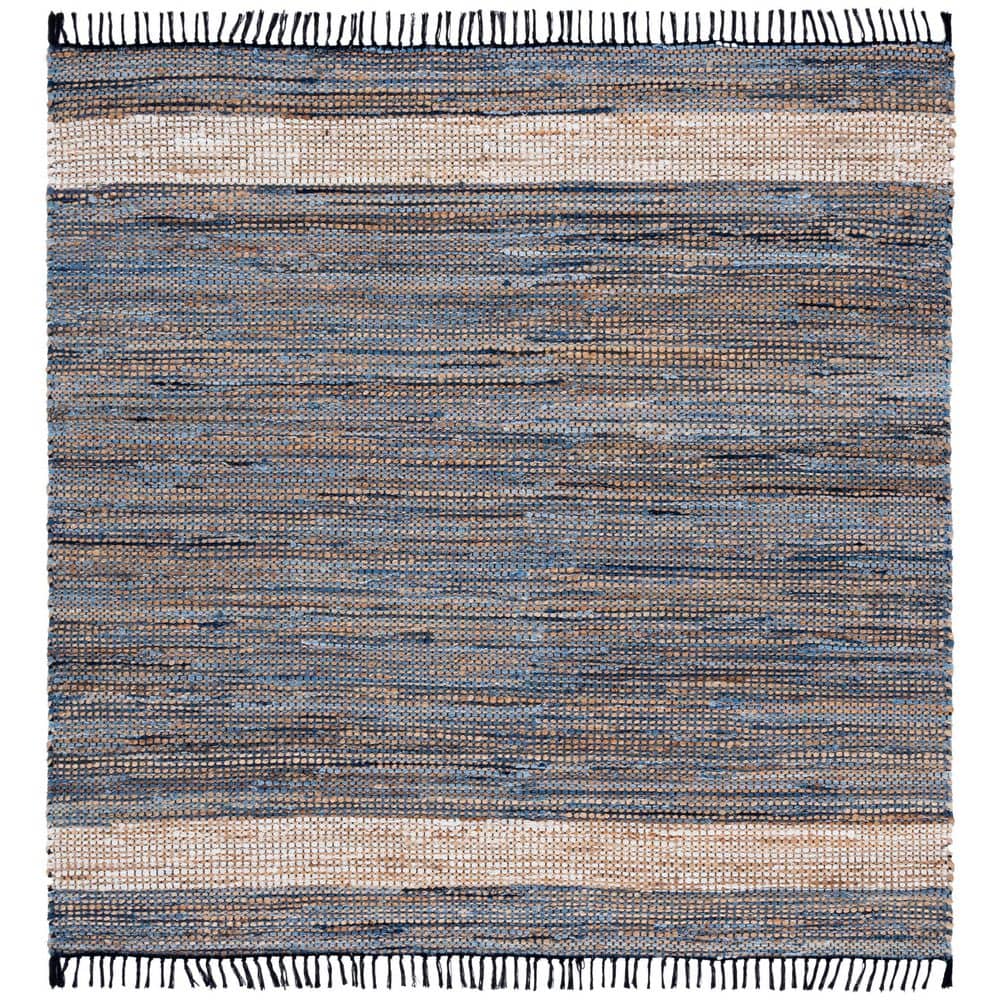 SAFAVIEH Cape Cod 6 ft. x 6 ft. Light Blue Abstract Striped square Area ...