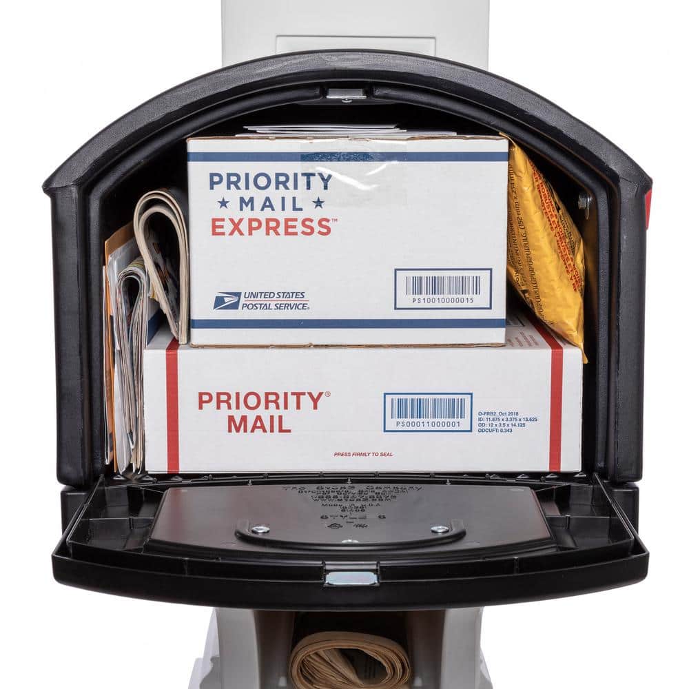 Atherton Grand Extra Large Black and White Post Mounted Mailbox