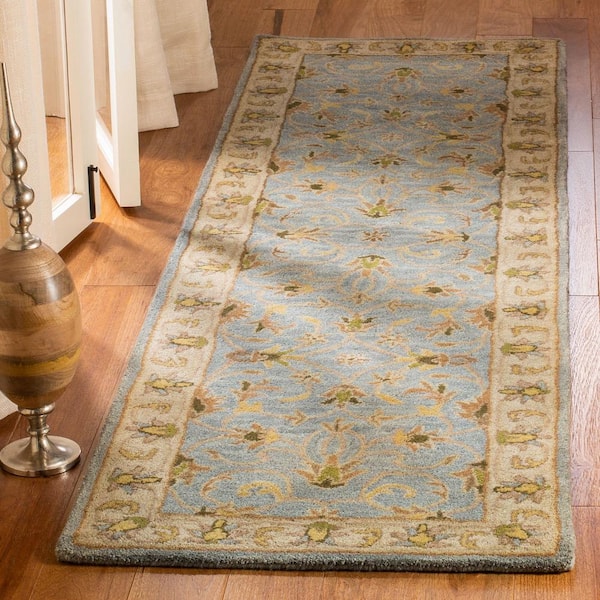 Heritage Light Blue/Beige 2 ft. x 10 ft. Border Runner Rug