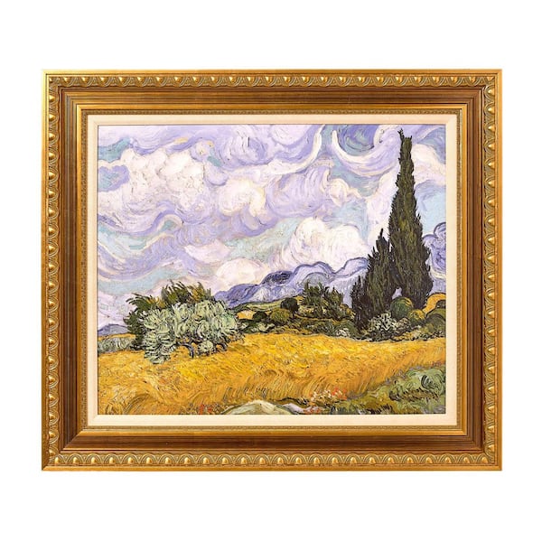 "Wheat Field with Cypresses" by Vincent van Gogh 1-Piece Ornate Frame Canvas Landscape Art Print 26.75 in. x 30.75 in.