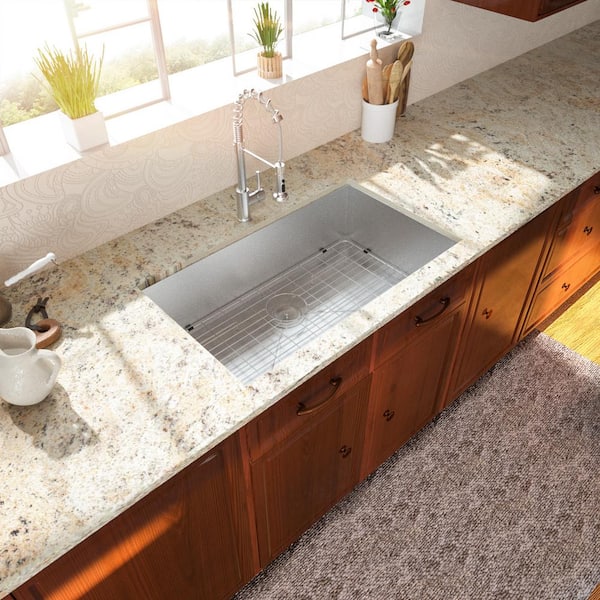 26 in. Drop-In/Undermount 16-Gauge Stainless Steel Single Bowl Kitchen Sink with Basket Strainer